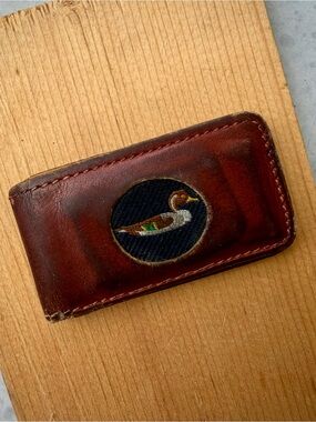 1980s Leather Pintail Duck Magnetic Money Clip